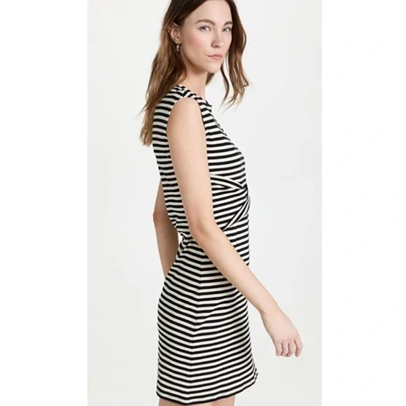 THEORY Clinton Stripe Sleeveless Twist-Front Dress Pima Cotton Size Small Petite - Picture 3 of 16
